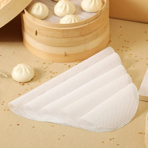 5 Stück Dämpfer Matte Antihaft Runde Steamer Pad Wiederverwendbare Dumplings Gebäck Matte Silikon Dampfgarer Netz Silikon Dampf Netz für Bambusdämpfer Reis (28CM/11 Zoll)