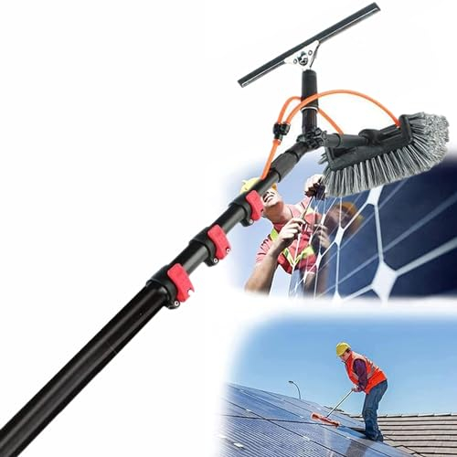 ROGHA Spazzola per Pannelli fotovoltaici Elevata durezza Wash Spazzolone Kit Spazzola Vetri Kit di Pulizia di finestre Tub Testa della Spazzola,30FT/9M