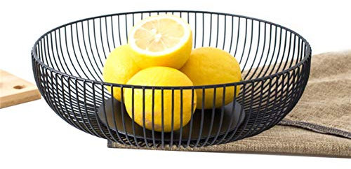 Xialuwy Cesto di frutta in metallo nero rotondo cesto di frutta cestino da cucina controsoffitto cesto di frutta per frutta verdura snack caramelle