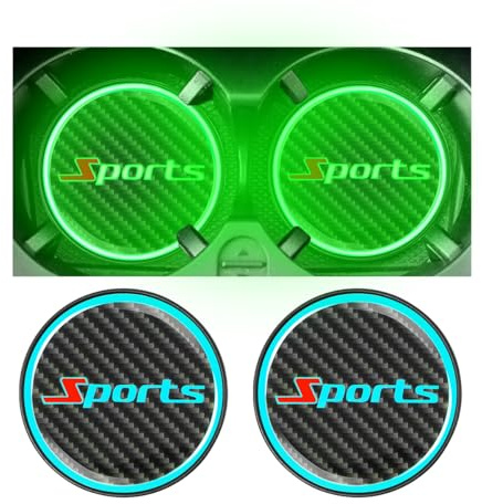 Adunsiaoto 2 Pièces Dessous Verre Accessoires Automobile, Universel Tapis Tasse Antidérapant pour Voiture, sous-Verres De Voiture pour Les Hommes Femmes, Tapis Tasse Lumineux Et Créatif(Sports)