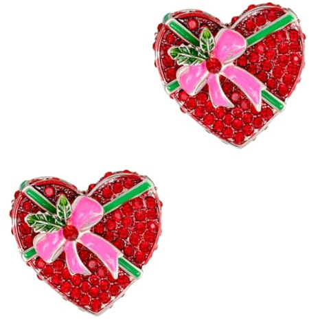 GALPADA 2 Stück Legierungsbrosche Mit Schleife Corsage Damen Elegante Brustnadel Strassbrosche Pfirsichfarbene Herzförmige Brosche