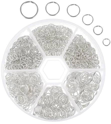 MAEXUS 970 Stück Biegeringe Spaltringe Biegeringe für Schmuck 4mm~10mm Biegeringe Jewellery Making Findings Zubehör Biegeringe Chainmail Rings Ringösen für empfindlichen Schmuck (Silber)
