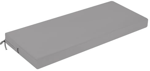 PRIMEPATIO Outdoor Garden Bench Cushion, 8cm Thick Patio Garden Furniture 2 Seater Waterproof Long Chair Cushion, Porch Swing with Ties, Window Seat Sofa Replacement Pad, Grey