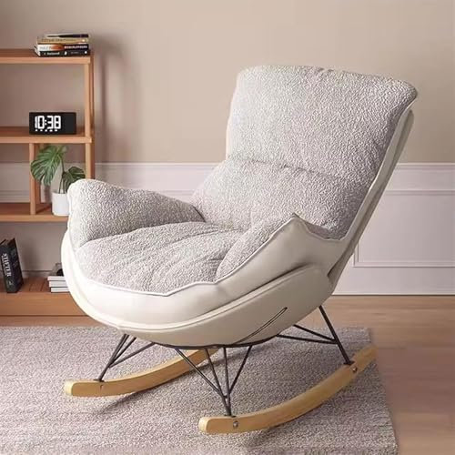 Gepolsterter Loungesessel Aus Samt Mit Dickem Kissen for Entspannen, Lesen, Nickerchen, Bequemer Sofasessel, Schaukelstuhl for Den Innenbereich, Modern(Beige)