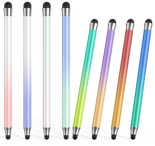 Stylus (8Pcs), 2 in 1 Stylus Pen for Touchscreen, High Precision and Sensitivity Double Rubber Tips, Compatible with iPad/iPhone/Samsung/Android Tablets and Other Capacitive Touch Screen (Multicolor)