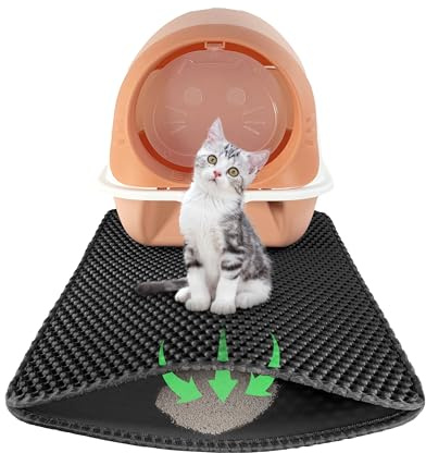 LINUMA® Katzenklo Matte 60x40cm Schwarz, Katzenstreu Matte, Katzenmatte Katzenklo, Matte Katzenklo Unterleger, Katzenstreumatte, Matte Katzenklo, Decken & Möbel für Katzen