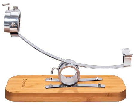 Support à jambon pivotant avec tête rotative 3 clous, base en bois de bambou et ferrures en métal