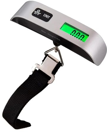 Gepäckwaage Tragbare Digitale Kofferwaage LCD-Anzeige mit Hintergrundbeleuchtung Tara-Funktion Praktisch für Reisen/Familienleben bis 50KG