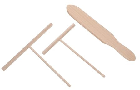PHENOFICE 3pcs Wooden Crepe Spreader Tool Pancake Spatula Flipper for Crepe Pan Making Kitchen Utensil