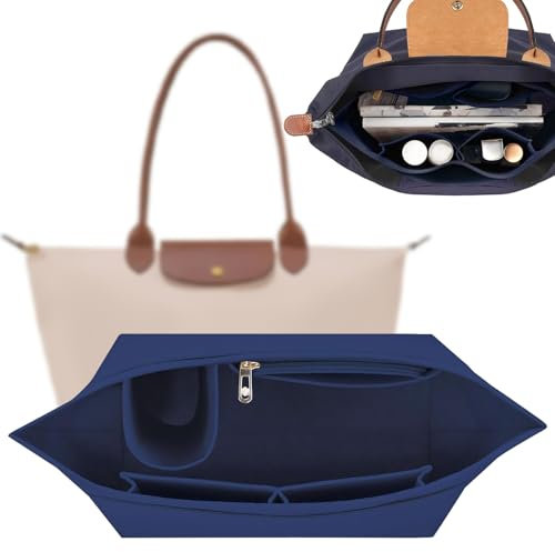 Quzyllic Taschen Organizer für Longchamp, Taschenorganizer L aus Filz, Geschenke für Frauen (Blau)