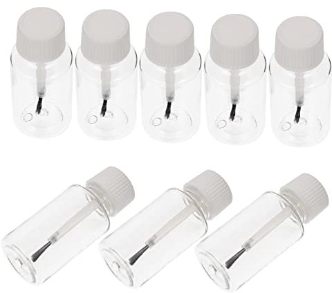 DRESSOOS 8pcs 20ml Empty Nail Polish Bottles Brush Pet Plastic Nail Care Oil Containers for Refillable Varnish and Oil Storage