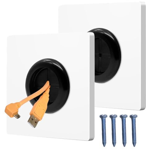 2 Pcs Cable Entry Cover, Cable Wall Cover, Cable Pass Through Flexible Rubber Wall Grommets Insert Blank Wire Hole Cover, Wall Cable Cover, for Covering Outlets and Tidying Cords, 35 mm Aperture White