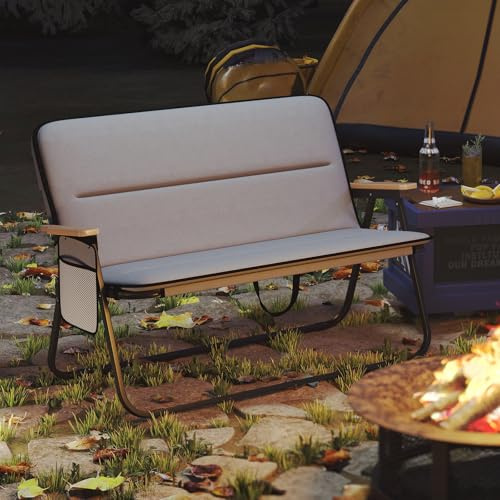 GIANTEX Chaise de camping 2 places rembourrée avec dossier haut