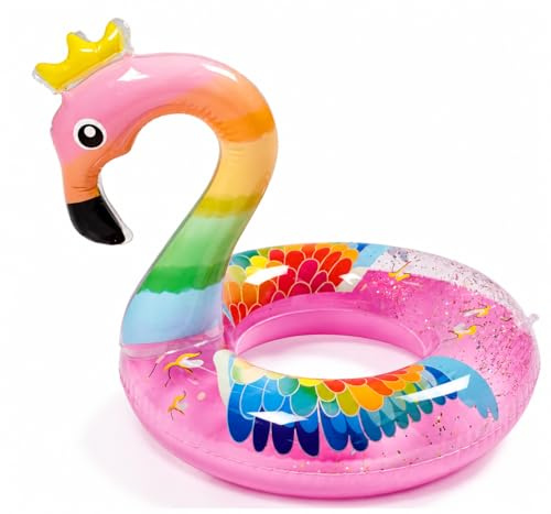 Fenicottero Anello Piscina, Gonfiabile Piscina Galleggiante, Fenicottero Rosa Gonfiabile, Galleggiante Piscina, Anello da Nuoto per Piscina Spiaggia in Estate (rosa-70)