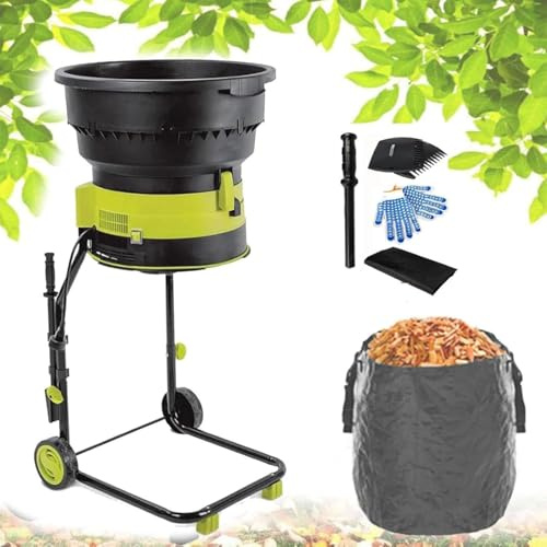 SMRHBWXS Broyeur de Feuilles électrique 2500w, Puissance de 8000 TR/Min avec Entonnoir/Roues/Sac de Collecte de 54 cm de Large pour Un Nettoyage Facile du Jardin, Cordon d'alimentation de 20 cm