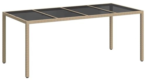 vidaXL Garten-Eßtisch Beige 190 x 90 x 75 cm Poly Rattan, Alfresco Esstisch für den Außenbereich, Coole Gartenmöbel, wasserabweisend, modernes Design