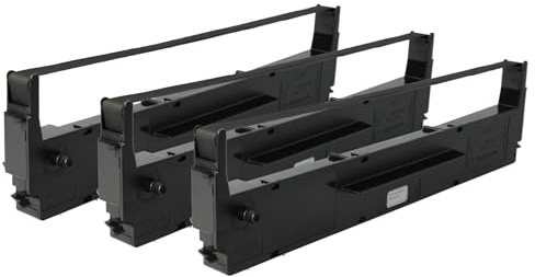 vhbw 3x Farbband Schriftband Ersatz für Epson C13S015021 | S015637 für Nadeldrucker, Bondrucker - Schwarz