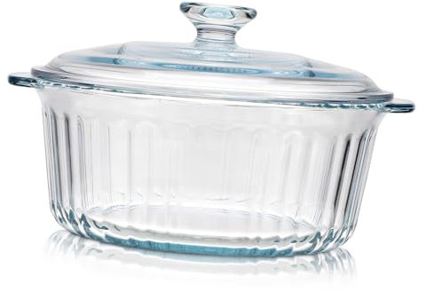 Alipis Clear Glass Casserole Dish with Lid Round Bakeware for Stewing Braising and Soup Cooking Oven Safe Glass Baking Dish for Even Heating and Safe Cooking