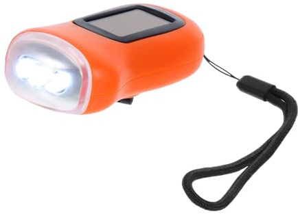 Gatuida Lampe Torche Solaire à Manivelle Portable Énergie LED Orange en Abs pour Activités Nocturnes et Urgences en Voiture