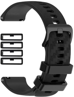 MTHGH 20 mm Bracelet de montre à dégagement rapide pour smartwatch + 4 anneaux de fixation, band pour Samsung Active 2, strap de remplacement en silicone souple pour Samsung Gear S3/S4