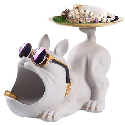 Cuenco para llaves genérico | Bandeja de joyas Bulldog de resina decorativa, organizador de escritorio para entrada y salón de mesa
