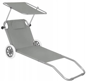 Universeller, Faltbarer Liegestuhl mit Rädern & Sonnendach – Verstellbare, komfortable Strandliege mit Kopfkissen – Perfekt für Familien, Garten, Strand & Picknick (Garu)