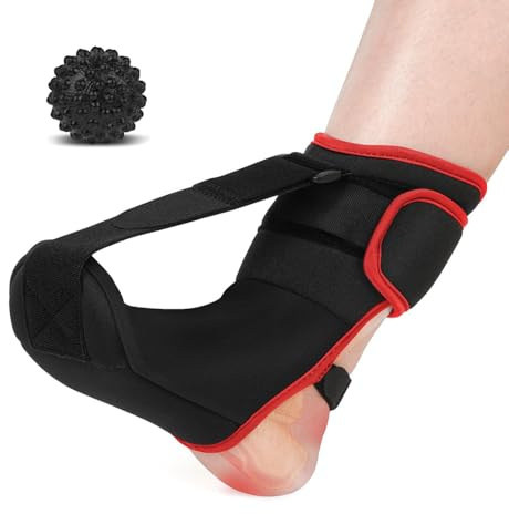 XFSRG Supporto per Fascite Plantare con Pallina Massaggiante Solette Ortopediche per Piedi Supporto per Arco Plantare (Nero-Rosso, S)
