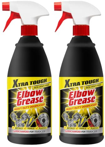 JMS We Create Smile Elbow Grease Heavy Duty Degreaser 1L – Xtra Tough All-Purpose Cleaner for Grease Oil Grime – Solvent-Free Formula – Cleans Metal Plastic Tools Engines – Black Bottle - (2, Black)