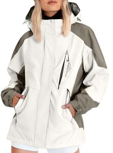 Chubasquero Mujer Impermeable Viaje Talla Grande Moda Chaqueta Cortavientos Running Montaña Ciclismo Moto Ligero Abrigo de Lluvia con Cremallera y Bolsillos Gabardina al Aire Libre Acampada Trekking