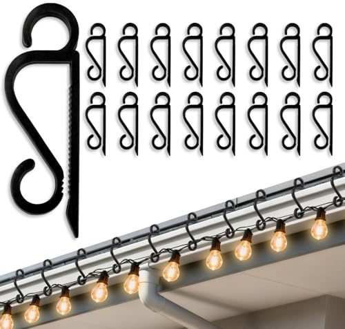 Isisyu Gutter Hooks for Outdoor Lights, 60 Pcs Slip-Resistant Christmas Light Gutter Clips with Reusable, Weatherproof, Plastic, Flexible, Durable for Hanging Xmas Icicle Curtain Fairy Lights