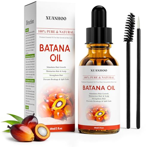 Batana Huile pour Cheveux avec 2 Brosses,Huile Capillaire Essentielle 100% Naturelle,Soin Capillaire,Hydratante,Nourrit Le cuir Chevelu,Améliore la Brillance des Cheveux,pour Homme et Femme,60ml