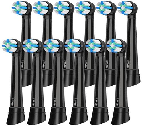 12 Stück Aufsteckbürsten Kompatibel mit Oral B IO 2/3/4/5/6/7/8/9/10 Series Zahnbürste Elektrische, IO Zahnbürste Aufsätze Kompatibel mit Oral B Für gute Reinigung und Schutz der Zähne (Schwarz)