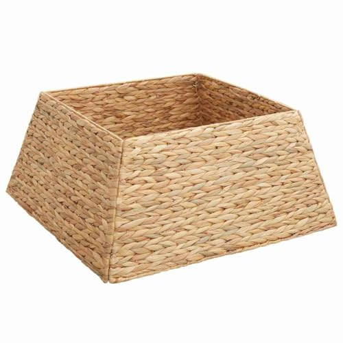 vidaXL Weihnachtsbaumkragen Braun 60 x 60 x 28 cm Wasserhyazinthe, Wohnzimmer, modernes Deko, quadratischer Baumschmuck, robuster Feiertagsornament, Festliche Basis, saisonale Deko