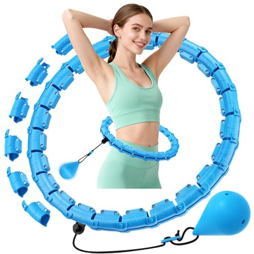 ITClosud Smart Hula Hoop Adulto, Circunferencia de 32 Nudos (57-165 cm) Aro de Fitness Desmontado con Bola de Pesas, Hullahub Hoop para Principiantes y Niños Pérdida de Peso, Fitness, Entretenimiento