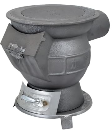 Estufa de Leña Hierro Fundido Redondas Estufa de Leña Pequeña para Casa Apto para Hervir Agua y Cocinar(A,28 * 32cm)
