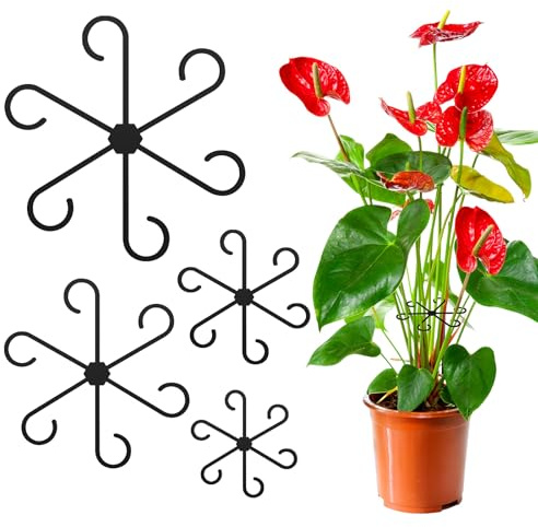 Acsatont Juego de soporte para plantas, soporte para plantas, soporte para plantas, flores, rosas, tomates, soporte para plantas Monstera y soporte para plantas, tomate hortensias (negro) (8 unidades)