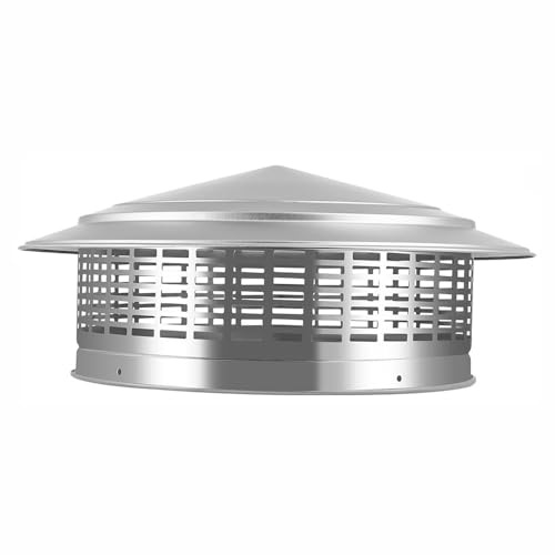 Roof Chimney Cowl, Flue Pipe Cover Cap, Stainless Steel Mesh Protector, Vent Top Cap for Preventing Rain, Dust, Debris, Snow(300mm / 11.81in)