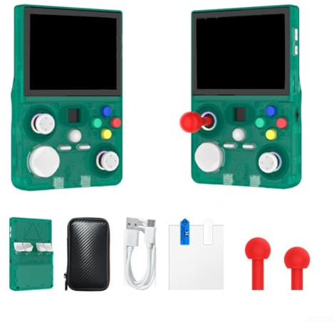 Open Source Handheld Spielkonsole Mit 3,5 Zoll HD-Bildschirm Und WLAN, Retro-Gaming-System Mit Vibration, Kompakt & Tragbar Für Reisen, (Farbe: Schwarz/Weiß/Blau/Grau/Grün)(green)
