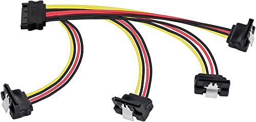 Poppstar 20 cm SATA strömkabel, SATA förgrening, SATA-Kabel (4 förgreningar) en SATA-hane till 4 SATA-honor vinklad, strömadapter för HDD, SSD, hårddiskar och moderkort