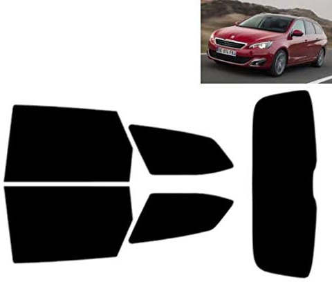 Passgenaue Tönungsfolie für-Peugeot 308 5-Türen Kombi 2014-2021 Heck/Seitenscheiben (35% Mittelschwarz)
