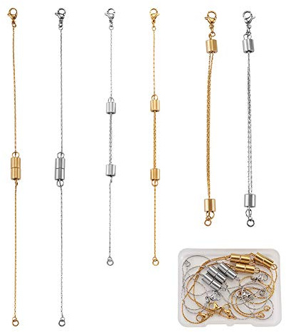Craftdady 6 catene di estensione regolabili in acciaio inox, con chiusura a moschettone, colori misti, per la creazione di gioielli