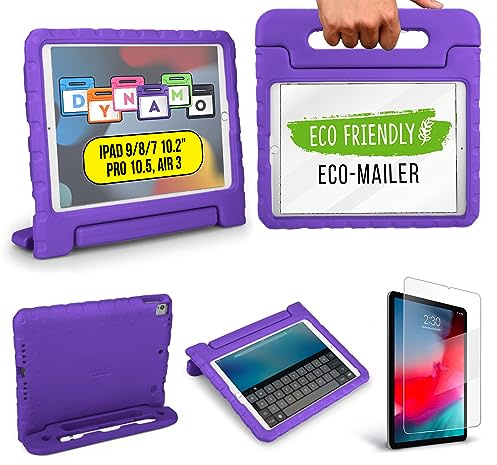 Official Cooper Dynamo iPad 9th Generation Case for Kids fits iPad 10.2, 8th, 7th Gen, Air 3, Pro 10.5 | Rugged, Lightweight, Kids Proof Case with Magic Handle & Stand, Pencil Holder (Grape Purple)