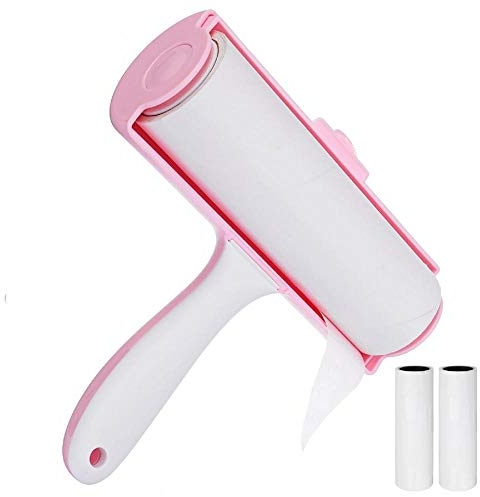 YITON Tierhaarentferner Rosa Sticky Roller Set Sticky Dust Paper Tearable Klebebürste Kleidung Fusselbürste Haarentfernungsset Mit Griff 1Set