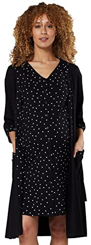 Happy MAMA dam moderskap amning nattlinne nattlinne rock set 1343, Svart, 34
