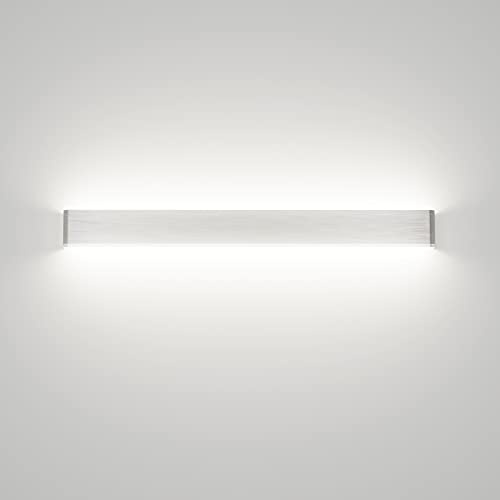 Klighten 30W LED Wandleuchte Innen Naturweiß 4000K, Silber | Moderne Wandlampe aus Aluminium + Acryl, 91CM Wandbeleuchtung für Schlafzimmer, Wohnzimmer, Flur, Treppen