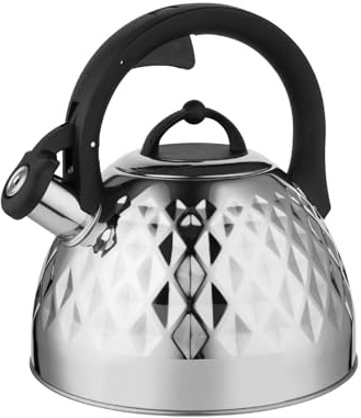 FLORINA Tekanna för Spis (2,5 l) I Vattenkokare i Rostfritt Stål FENNY MIRROR I Flöjtkokare med Bakelithandtag I Repsäker I Vattenkokare för Induktionshäll, Gasspis och Elspis I Färg: Silver