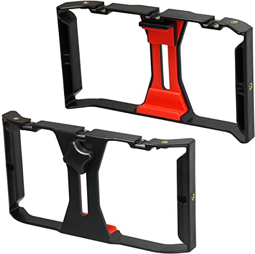 iGadgitz U7219 Handheld Phone Stabilizer, Smartphone Video Rig, Phone Video Stabilizer - Black & Red