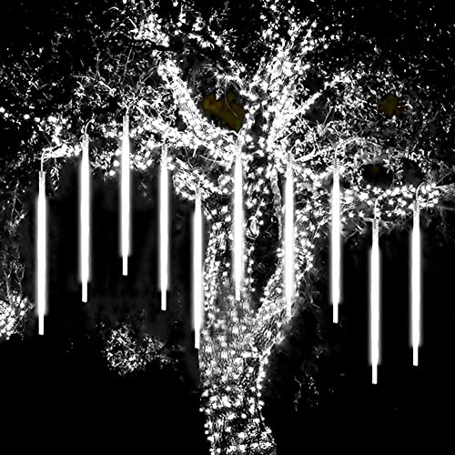 WASAGA Meteorlichter, LED-Regenlichter 20 960 LED-Röhren (2er-Pack) 50 cm Weihnachts-Eiszapfen-Rücklichter Schneelichter für die Weihnachtshochzeit Urban Decor (Weiß)