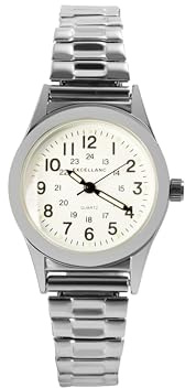 Excellanc Armbanduhr Damen Großes Ziffernblatt Silber | Seniorenuhr Damen mit Zugarmband | Damenuhr Edelstahl analog günstig – ideal für Senioren mit schlechten Augen