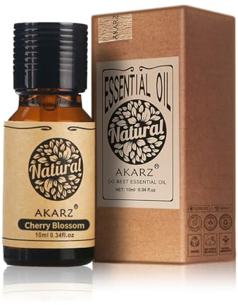 AKARZ Huile essentielle de fleur de cerisier Naturelle Bio Huile de fleur de cerisier pour Soins de la Peau, des Cheveux, Bougie, Savon, Fabrication, Bricolage, Arôme de Massage 10 ml